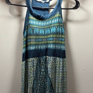 Athleta Teal and Lime Patterned Dress